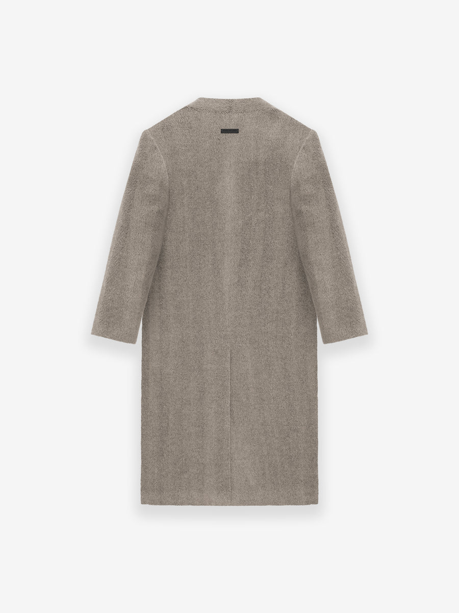 Alpaca Herringbone Lapelless Coat