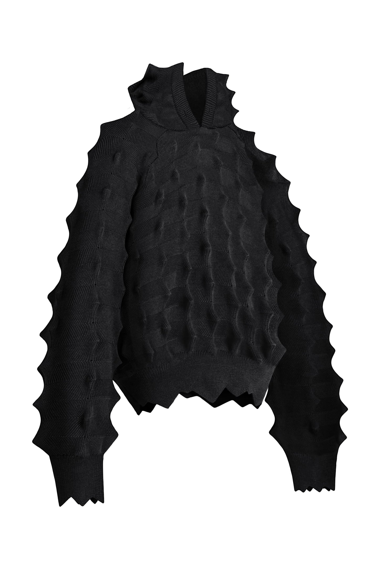 Madfrenzy Spiked Knit Black Hoodie